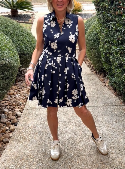 Stretch Printed Sleeveless Mini Dress