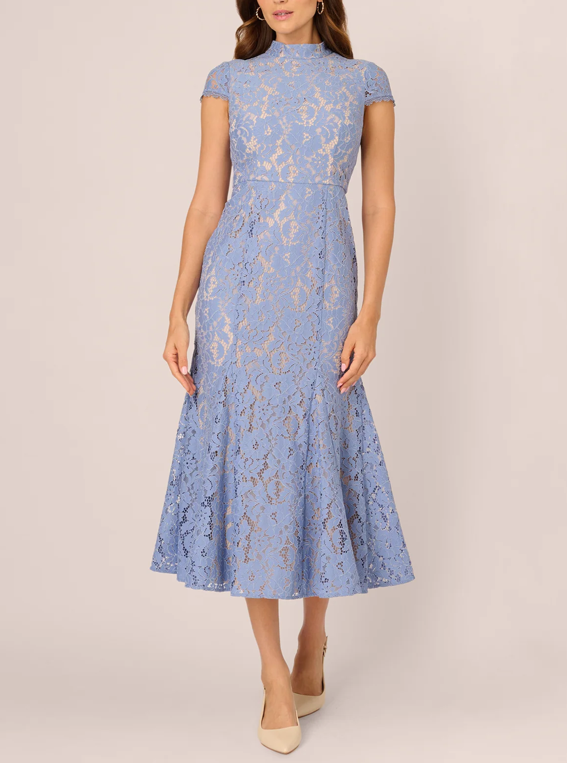 Cap Sleeve Lace Midi Dress