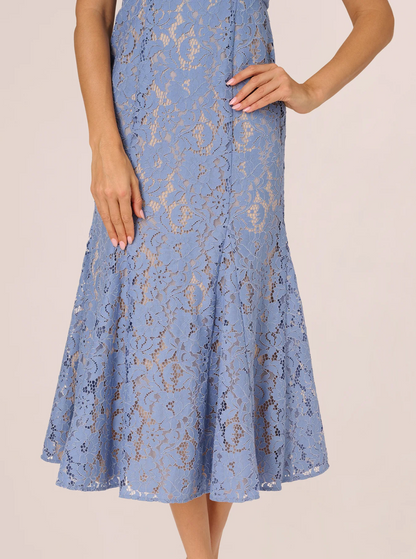 Cap Sleeve Lace Midi Dress