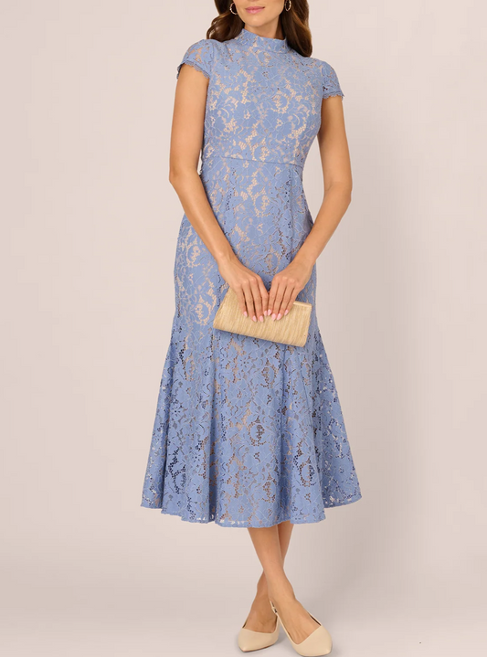 Cap Sleeve Lace Midi Dress