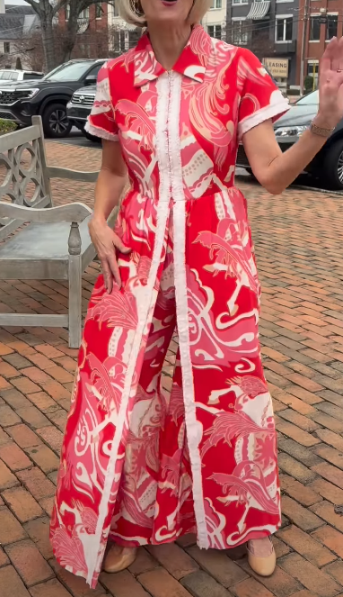 Printed Split-Front Jumpsuit