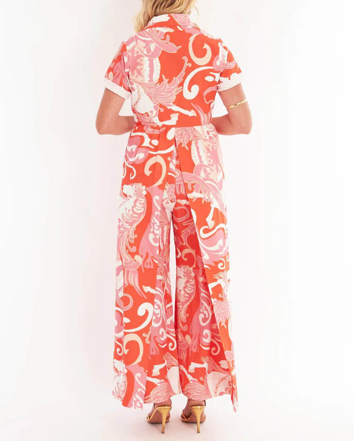 Printed Split-Front Jumpsuit