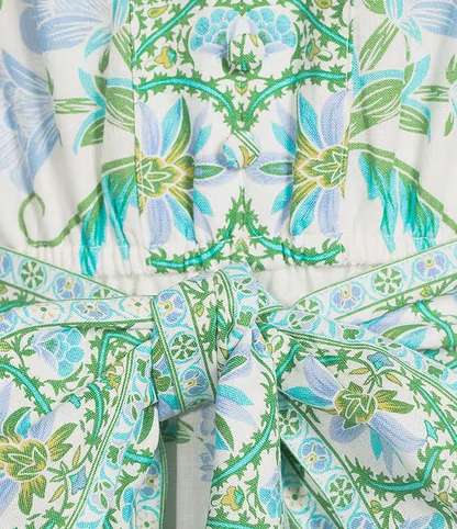 Floral Print Long Bubble Sleeve Maxi Dress