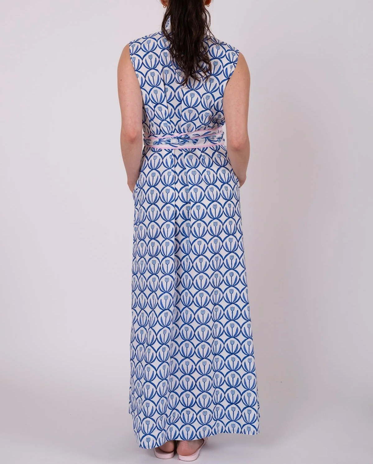 Sleeveless Printed Tie-Front Kaftan