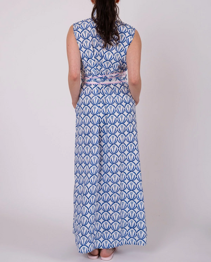 Sleeveless Printed Tie-Front Kaftan