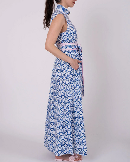 Sleeveless Printed Tie-Front Kaftan