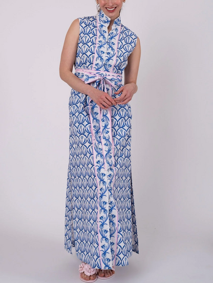 Sleeveless Printed Tie-Front Kaftan