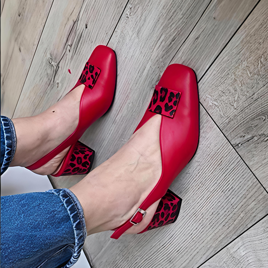 Square-toe Shallow-heeled Sandals