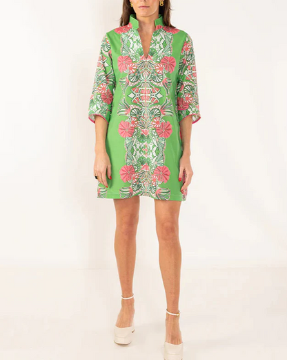 Print Lace-up Mini Dress