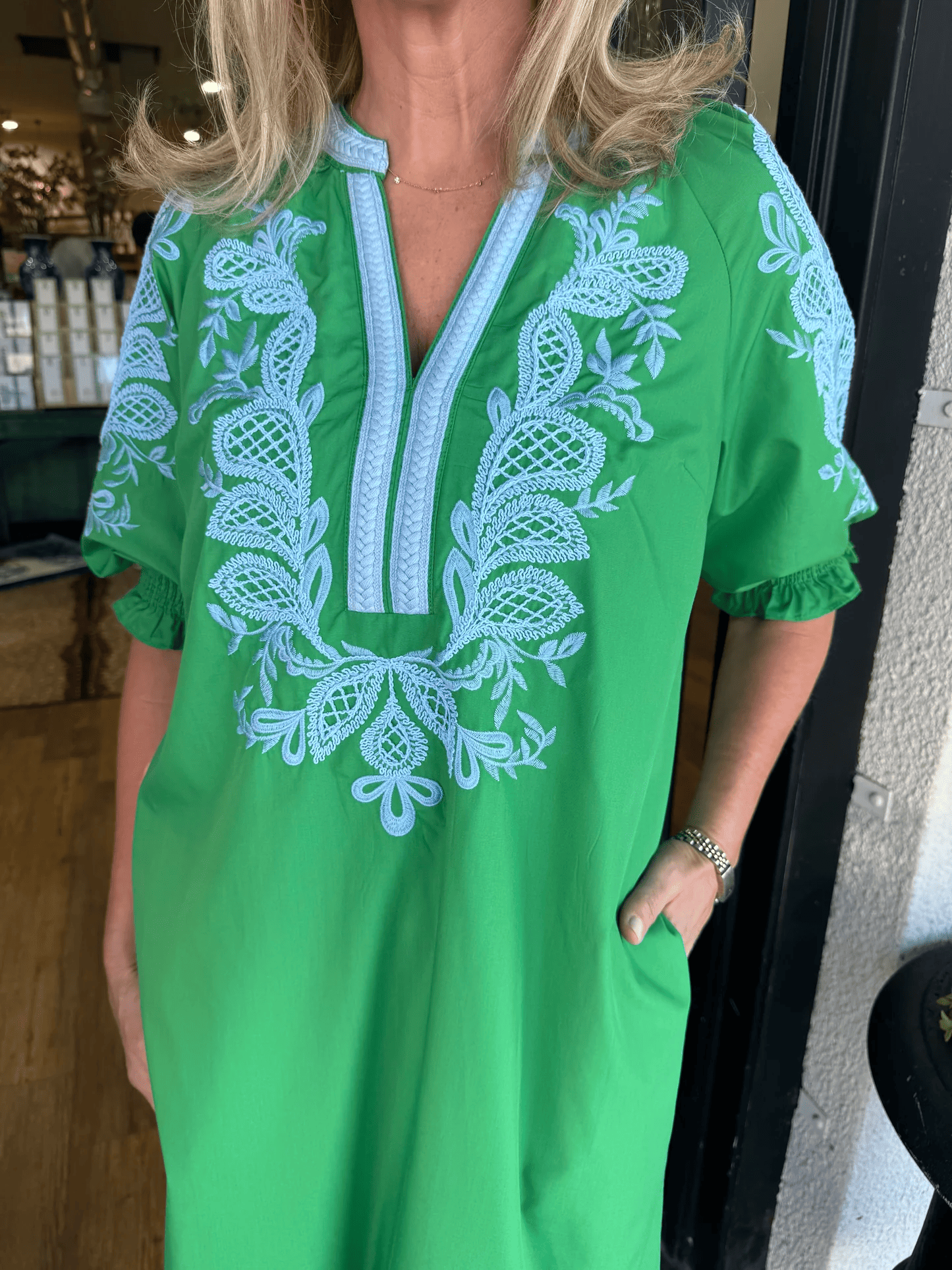 Puff-sleeve Floral Dress