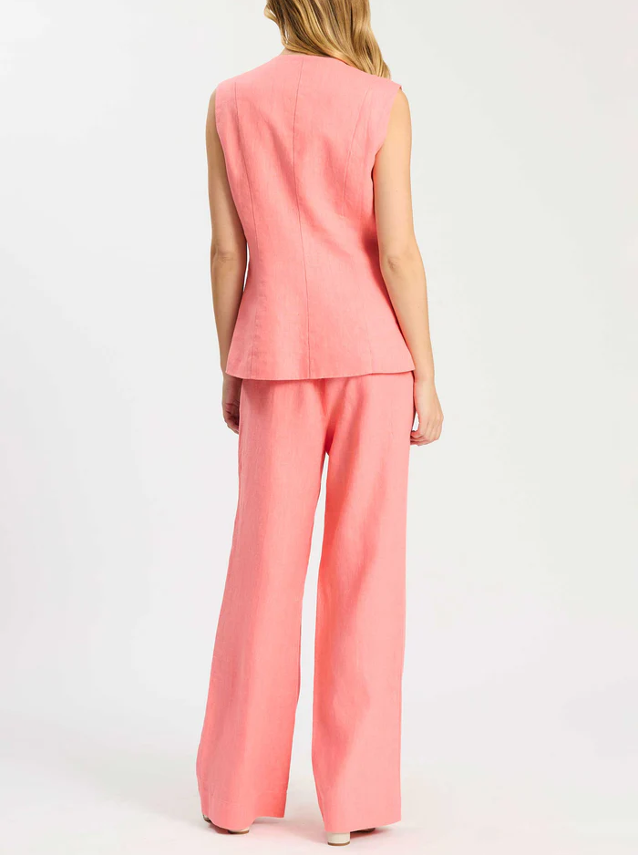 Linen Sleeveless Tank Top Two-Piece Set