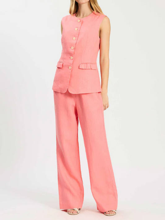 Linen Sleeveless Tank Top Two-Piece Set