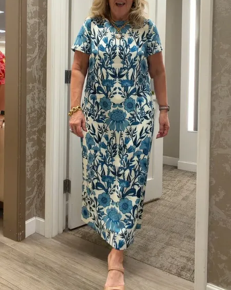 Floral Print Bow Pocketed Column Midi Dress