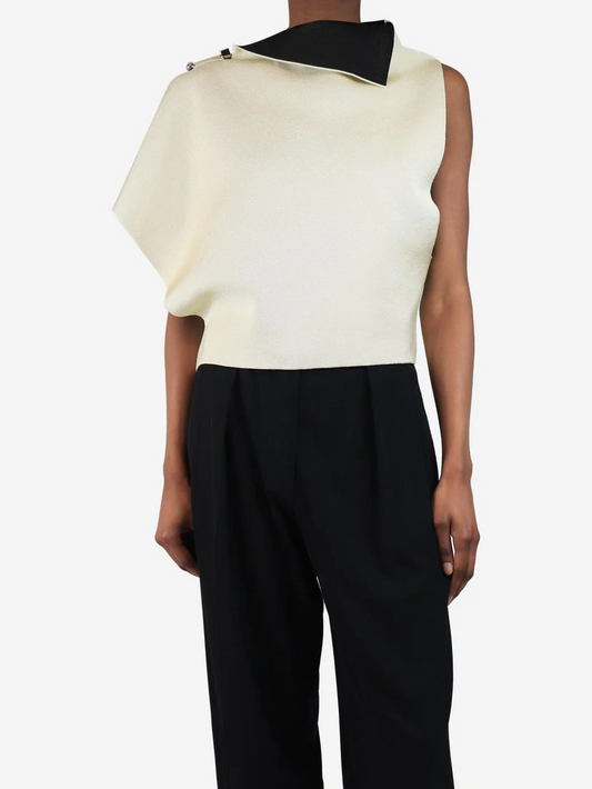 Asymmetrical color block knit top