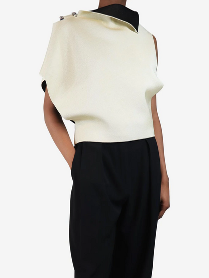 Asymmetrical color block knit top