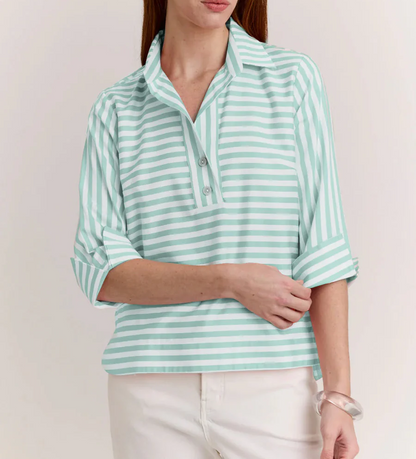 3/4 Sleeve Stripe/Gingham Blouse