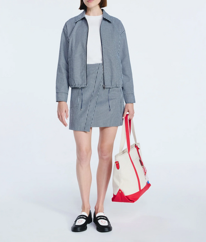 Collared Bubble Jacket+Faux Wrap Mini Skirt