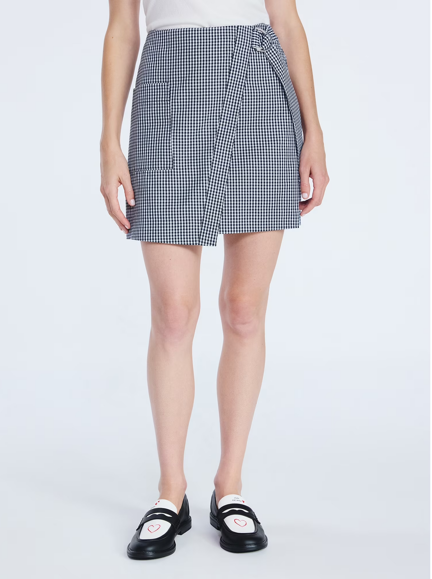 Collared Bubble Jacket+Faux Wrap Mini Skirt