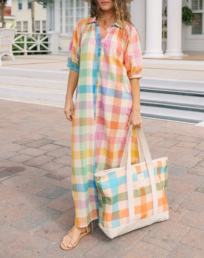 Rainbow Plaid Oasis Dress