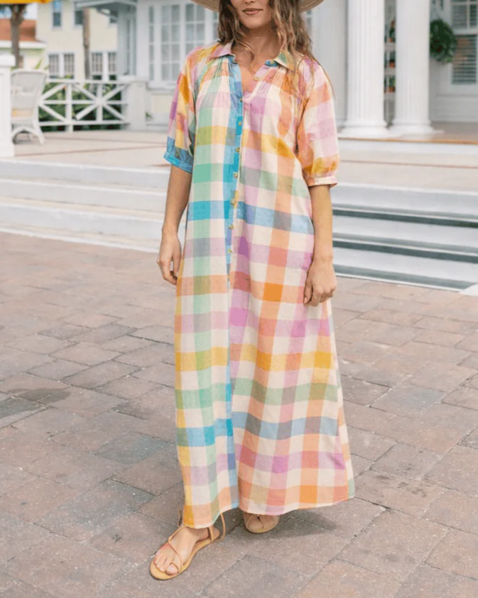 Rainbow Plaid Oasis Dress