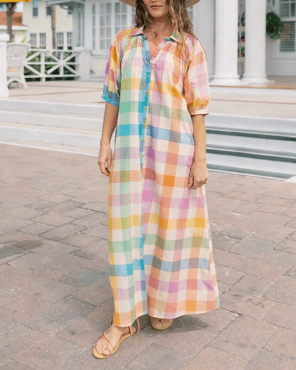 Rainbow Plaid Oasis Dress