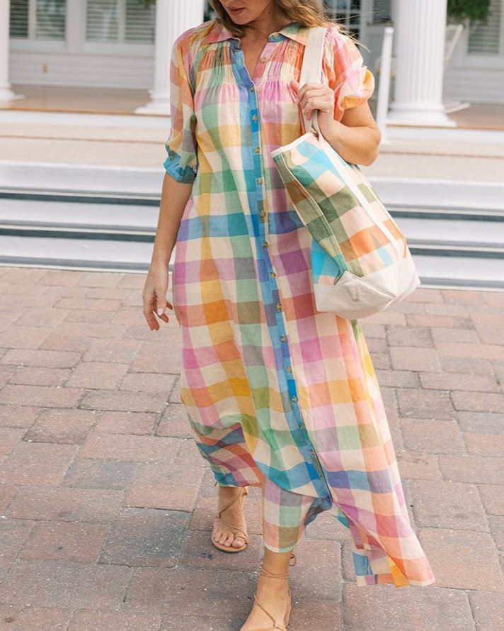Rainbow Plaid Oasis Dress