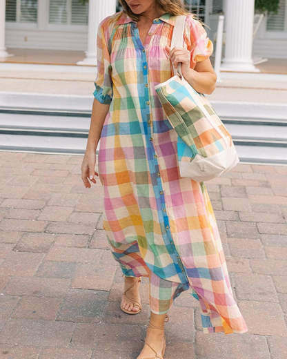Rainbow Plaid Oasis Dress