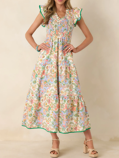 Ivory Multi Floral Cotton Maxi Dress