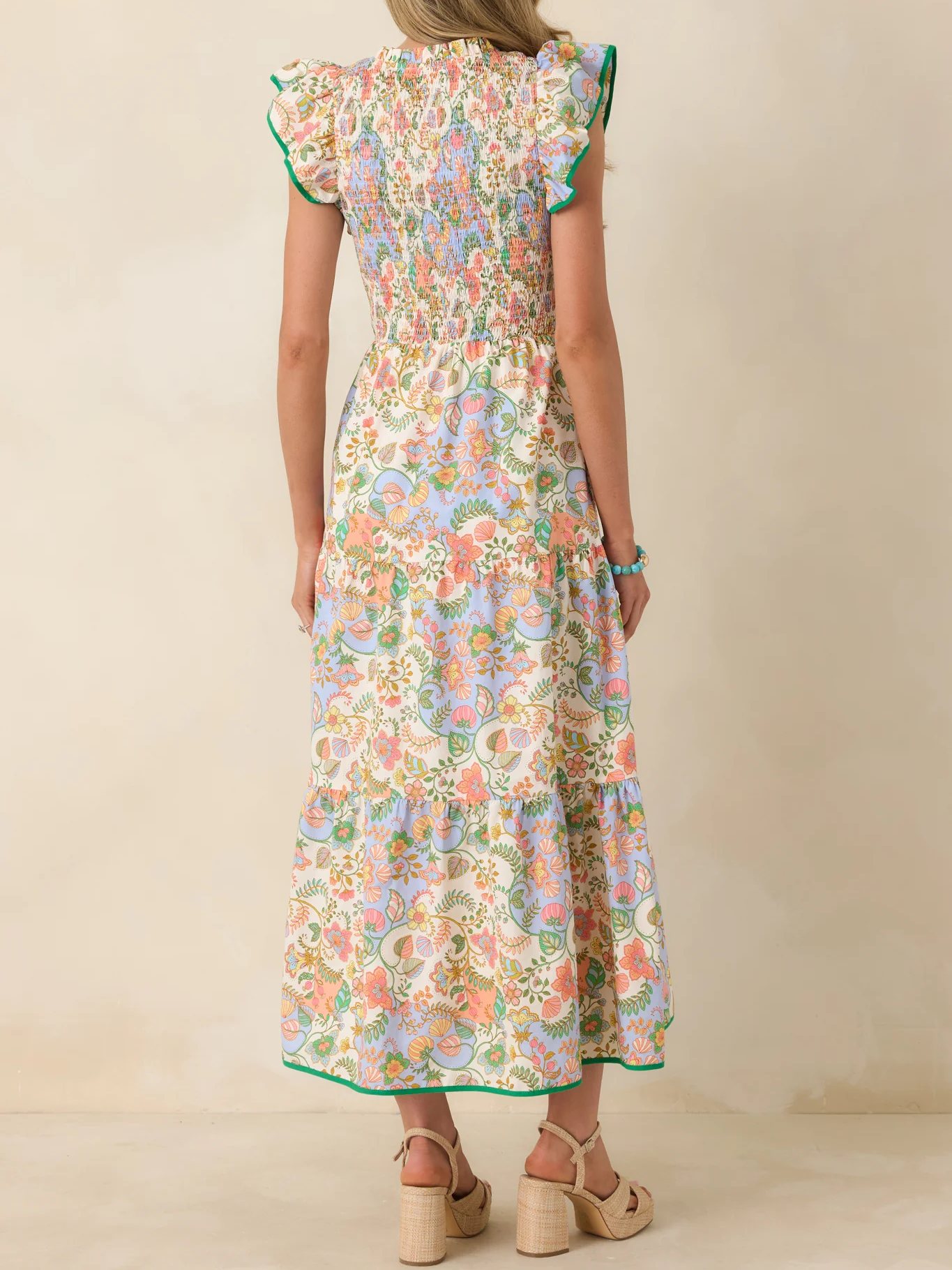 Ivory Multi Floral Cotton Maxi Dress