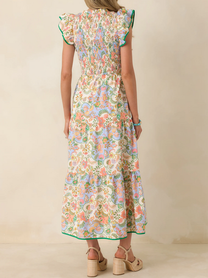Ivory Multi Floral Cotton Maxi Dress