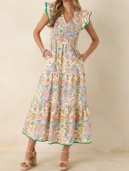 Ivory Multi Floral Cotton Maxi Dress