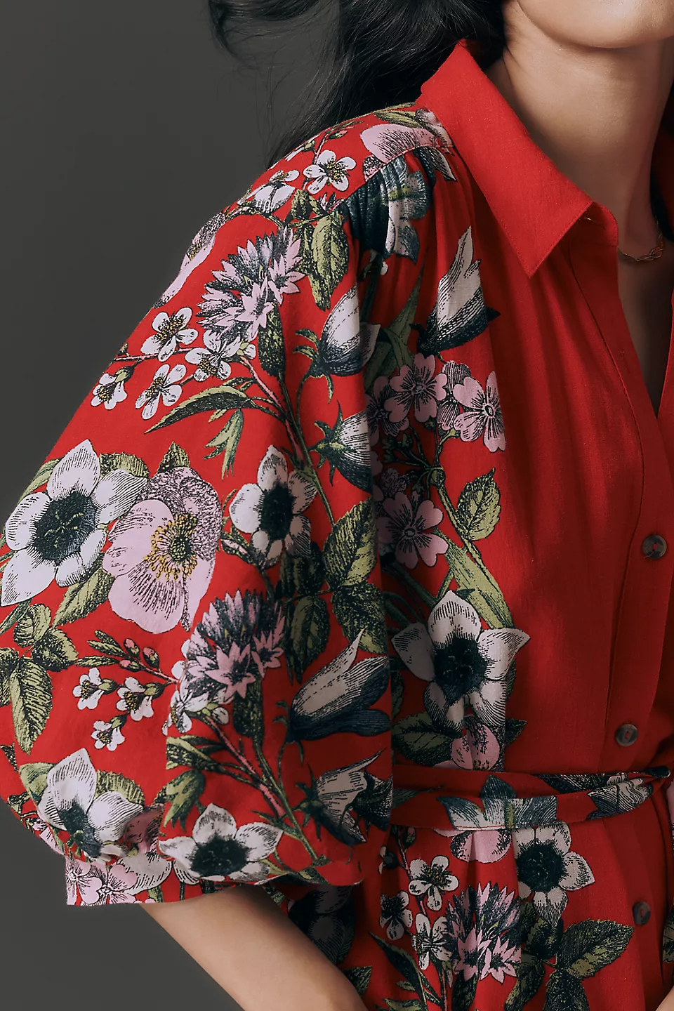 Linen Print Shirt Dress