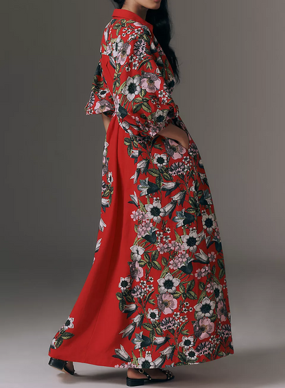 Linen Print Shirt Dress