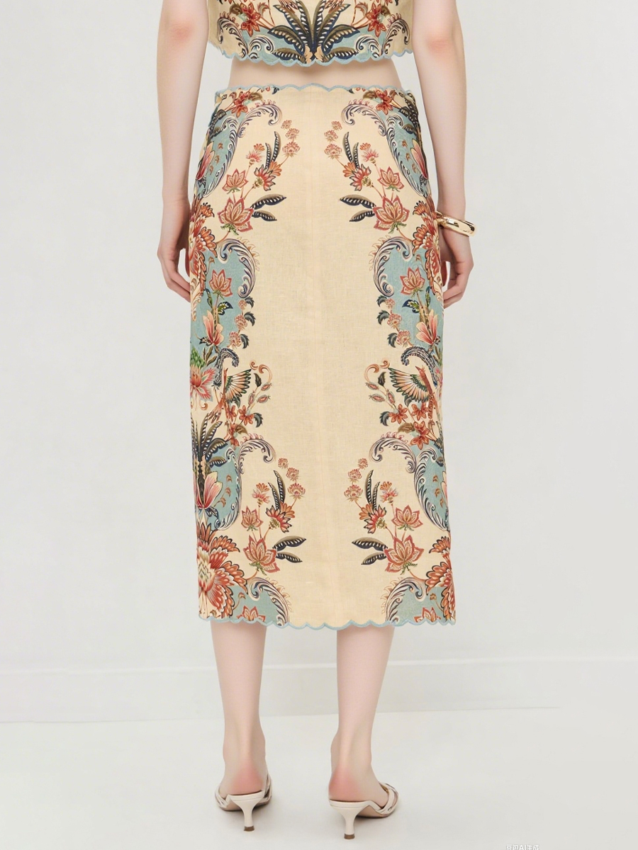 V Neck Rose-shaped Buttons Two Pieces Dress