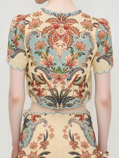 V Neck Rose-shaped Buttons Two Pieces Dress