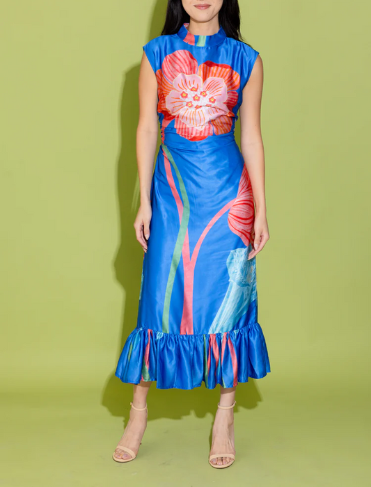 Elegant Sleeveless Printed Crew Neck Dress