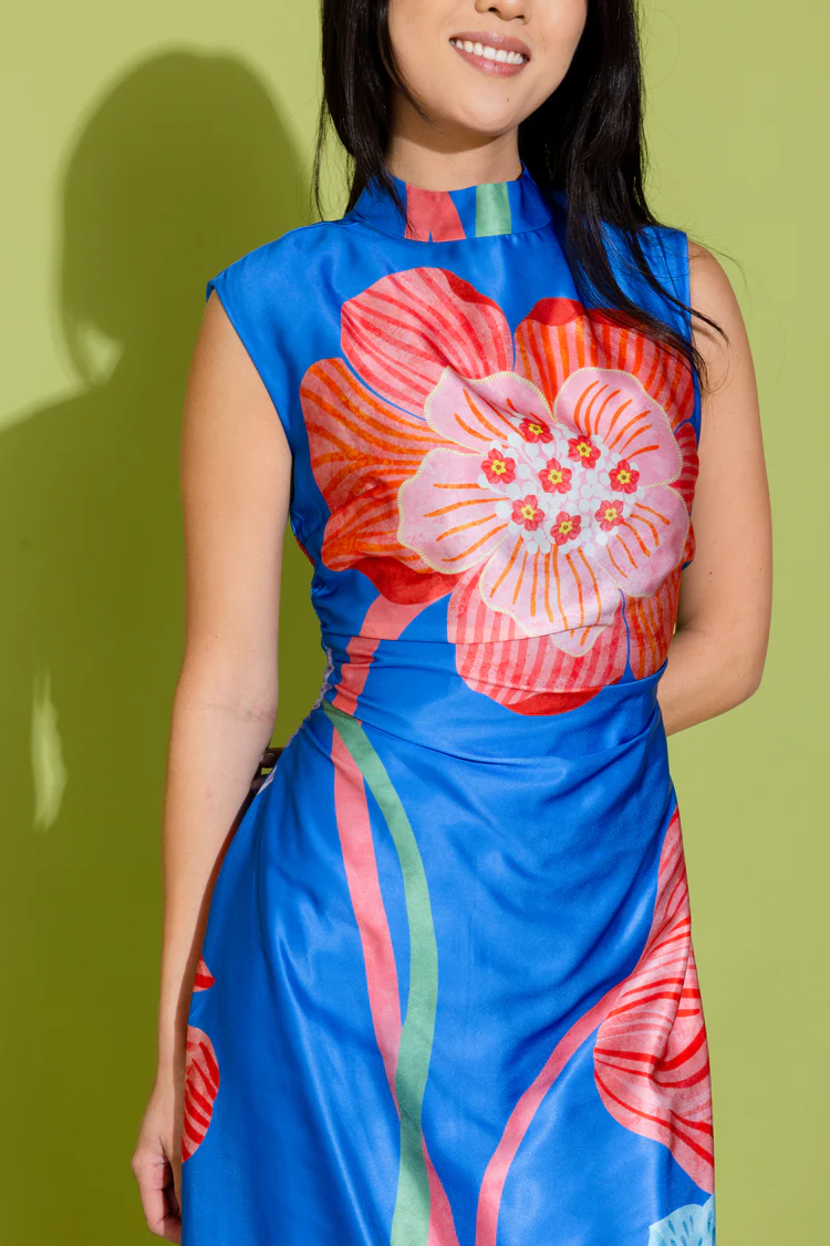 Elegant Sleeveless Printed Crew Neck Dress