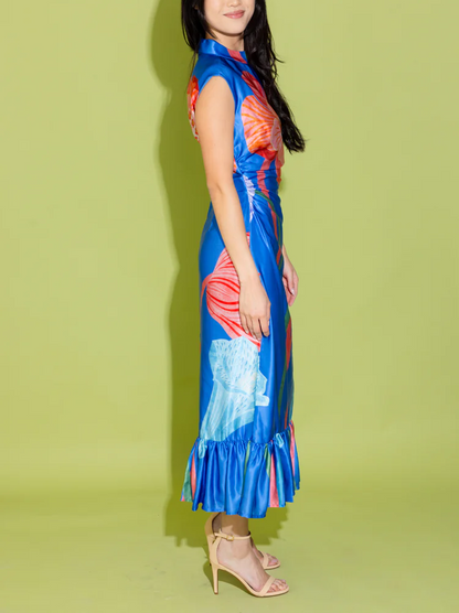 Elegant Sleeveless Printed Crew Neck Dress