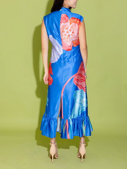 Elegant Sleeveless Printed Crew Neck Dress