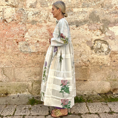 Front-buttoned printed dress coat