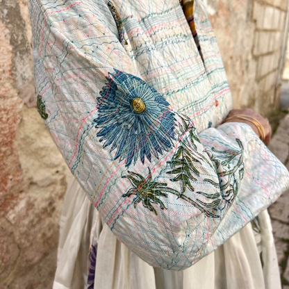 Front-buttoned printed dress coat