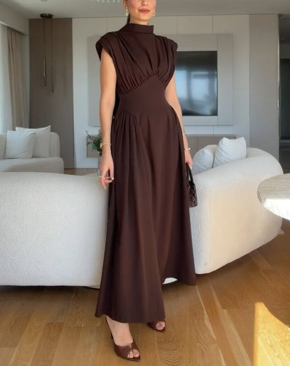 Elegant Pleated Waist-Cinching Dress