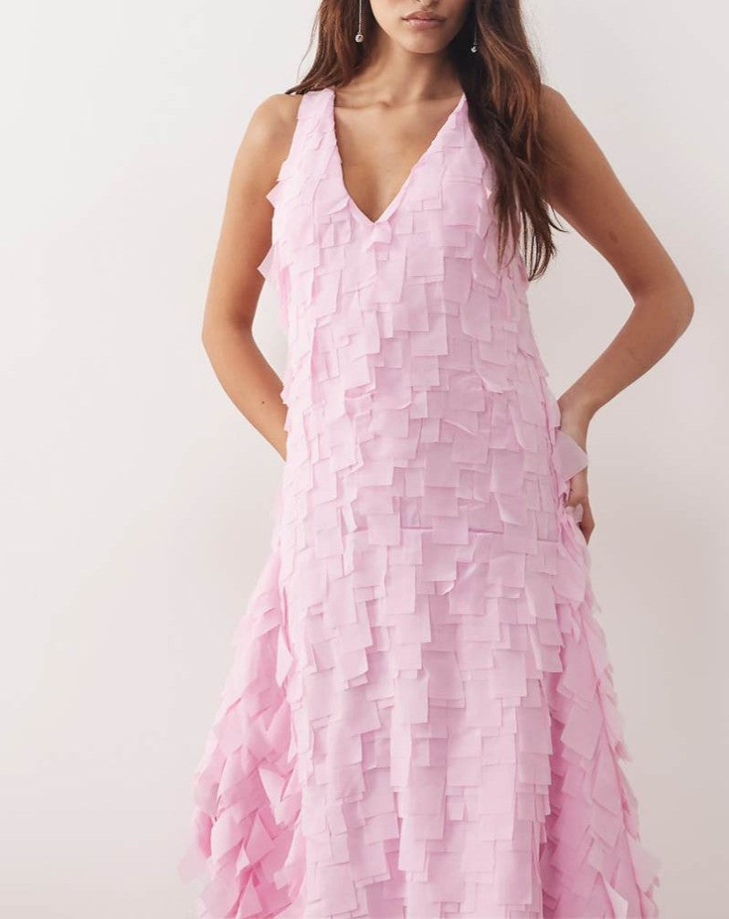 Textured square cut maxi dress