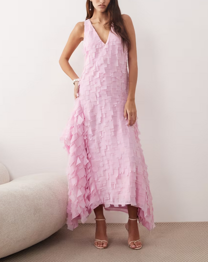 Textured square cut maxi dress