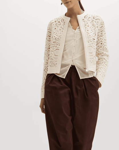 Cotton Rich Textured Cropped Knitted Jacket