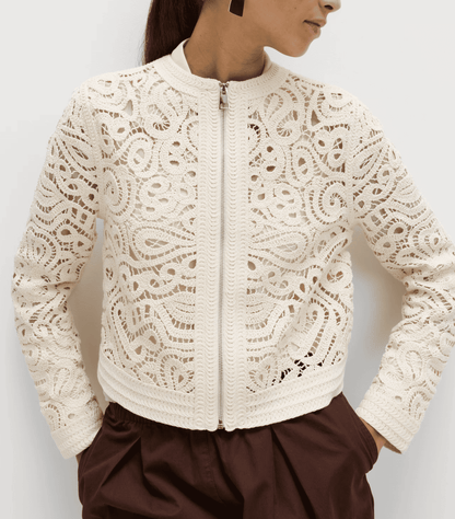 Cotton Rich Textured Cropped Knitted Jacket