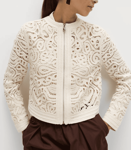 Cotton Rich Textured Cropped Knitted Jacket