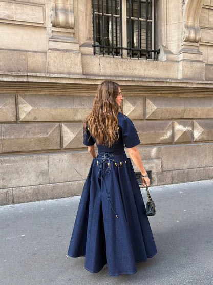 Elegant Fitted Denim Skirt with Front Button Closure