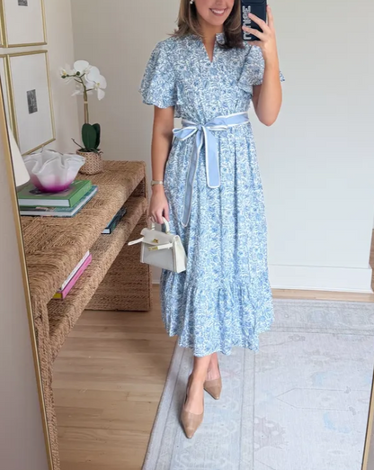 Blue Toile Maxi Dress