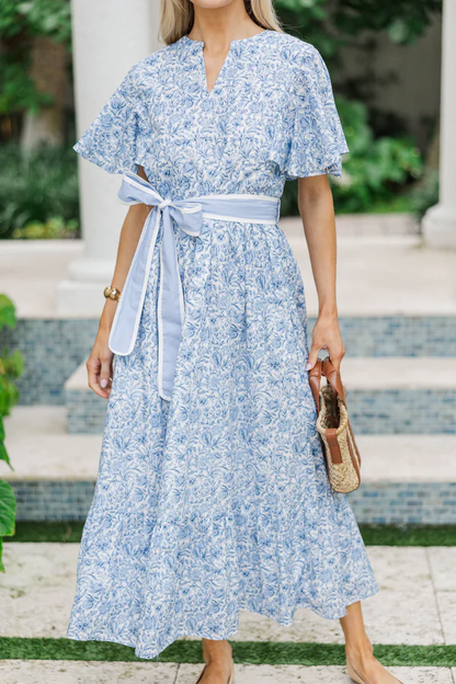 Blue Toile Maxi Dress